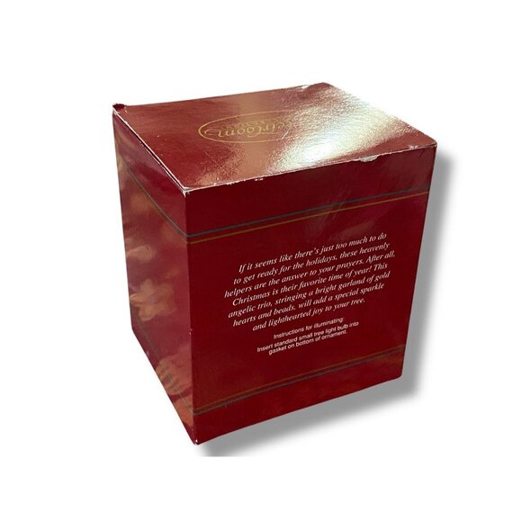 Trimming Trio Angel Bears Christmas Tree Holiday Ornament Carlton Cards Lighted - Picture 4 of 4